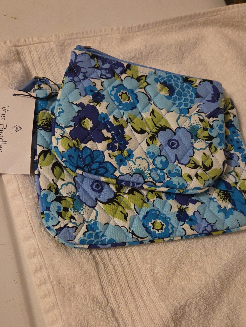 NwT Vera Bradley 2 Blue & Green Floral Quilted  Pouches